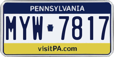 PA license plate MYW7817