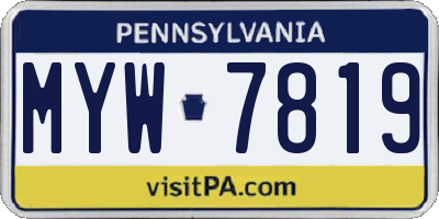 PA license plate MYW7819