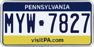 PA license plate MYW7827