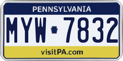 PA license plate MYW7832