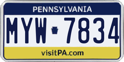 PA license plate MYW7834