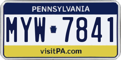 PA license plate MYW7841