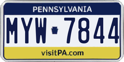PA license plate MYW7844
