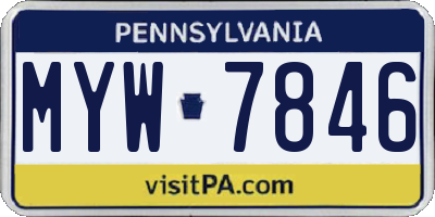 PA license plate MYW7846