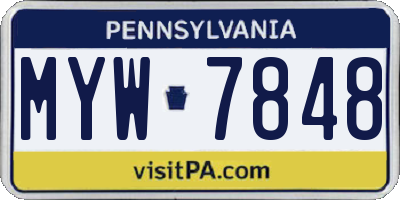 PA license plate MYW7848