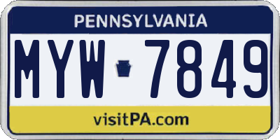 PA license plate MYW7849