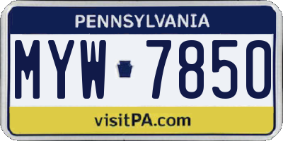 PA license plate MYW7850
