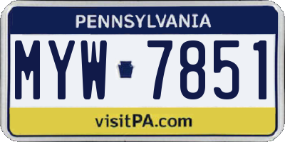 PA license plate MYW7851