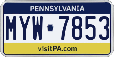 PA license plate MYW7853