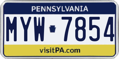 PA license plate MYW7854