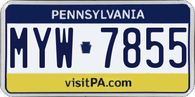 PA license plate MYW7855