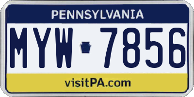 PA license plate MYW7856