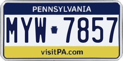 PA license plate MYW7857