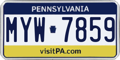 PA license plate MYW7859