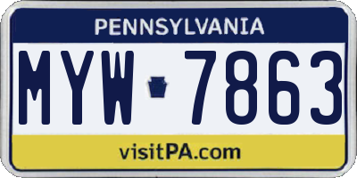 PA license plate MYW7863