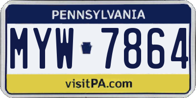 PA license plate MYW7864