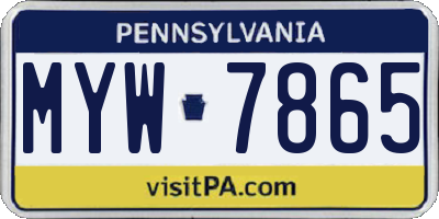 PA license plate MYW7865