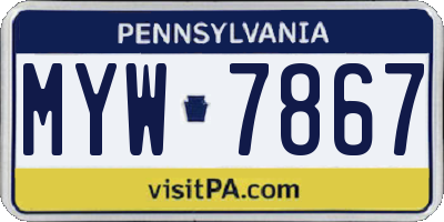 PA license plate MYW7867