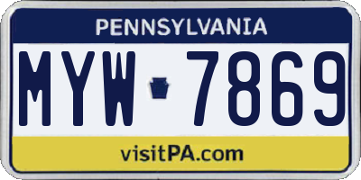 PA license plate MYW7869