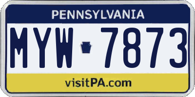 PA license plate MYW7873