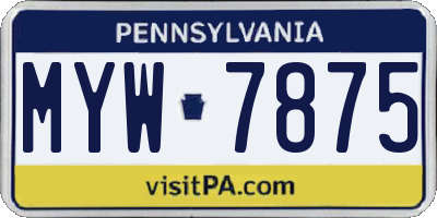 PA license plate MYW7875
