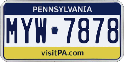 PA license plate MYW7878