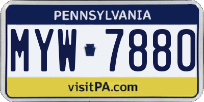 PA license plate MYW7880