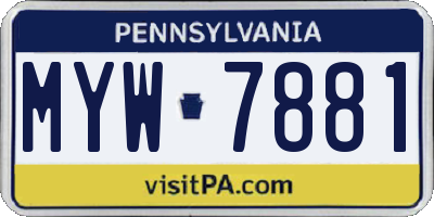 PA license plate MYW7881