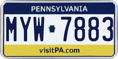 PA license plate MYW7883