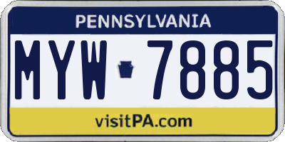 PA license plate MYW7885