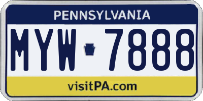 PA license plate MYW7888