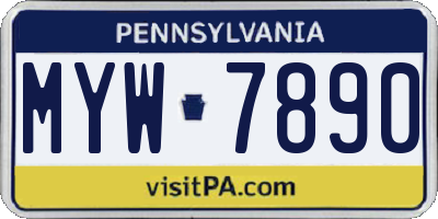 PA license plate MYW7890