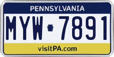 PA license plate MYW7891