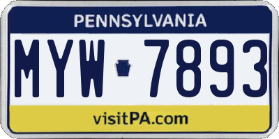 PA license plate MYW7893