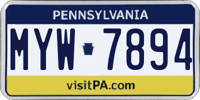 PA license plate MYW7894