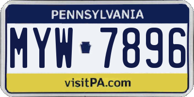 PA license plate MYW7896