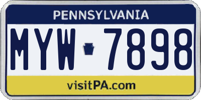 PA license plate MYW7898