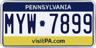 PA license plate MYW7899