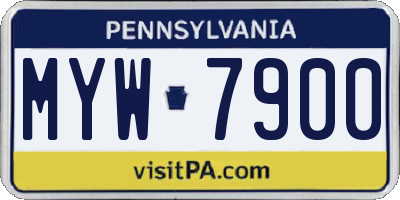 PA license plate MYW7900