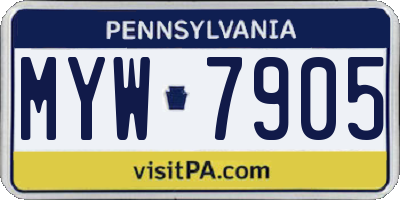 PA license plate MYW7905