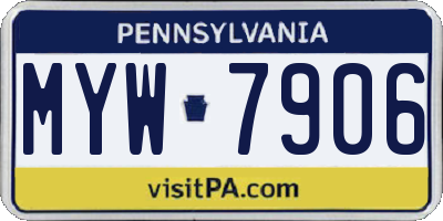 PA license plate MYW7906