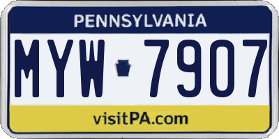 PA license plate MYW7907