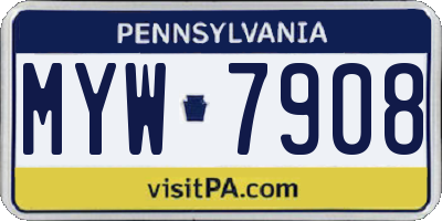 PA license plate MYW7908