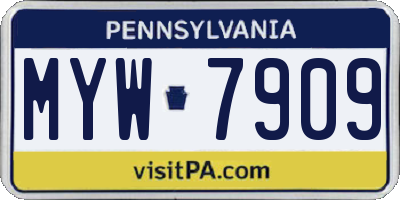 PA license plate MYW7909