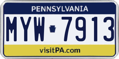 PA license plate MYW7913