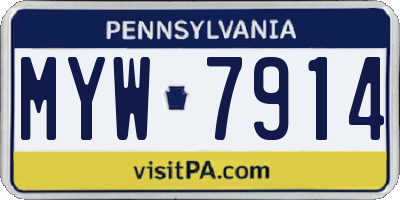 PA license plate MYW7914