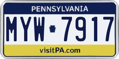 PA license plate MYW7917