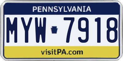 PA license plate MYW7918