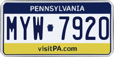 PA license plate MYW7920