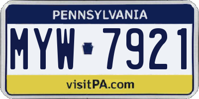 PA license plate MYW7921